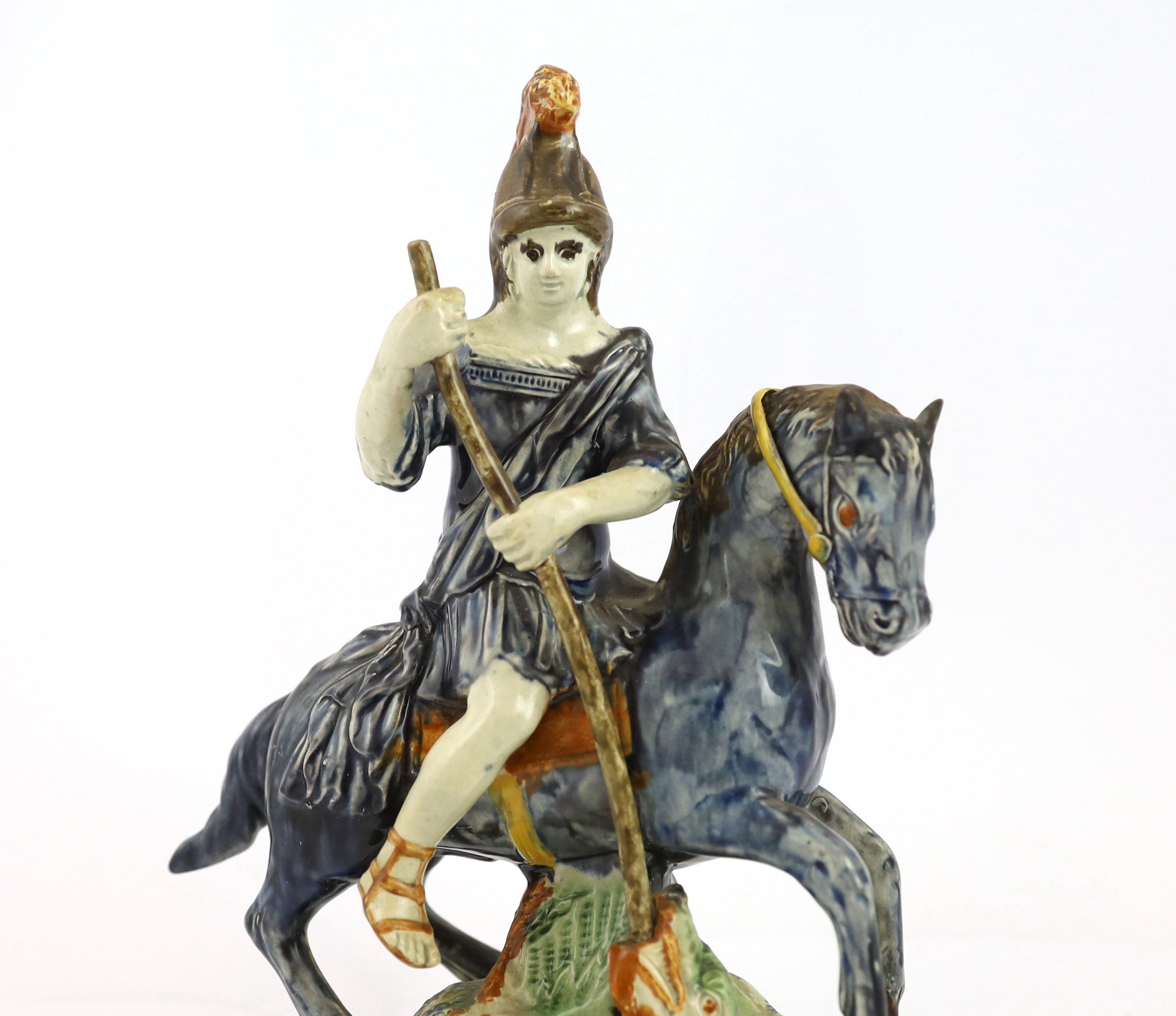 A Ralph Wood group of St. George & The Dragon, c.1795, some restoration